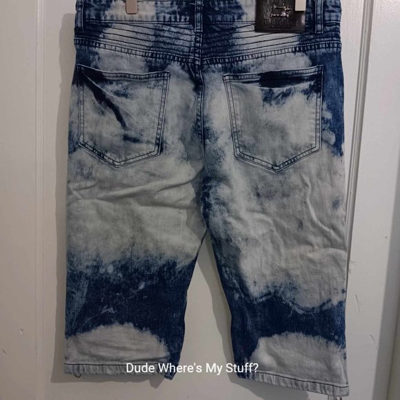 DAMANTI LOS ANGELES UPSCALE FASHION DISTRESSED BIKER DENIM SHORTS MEN'S SIZE 34 - Picture 2 of 7